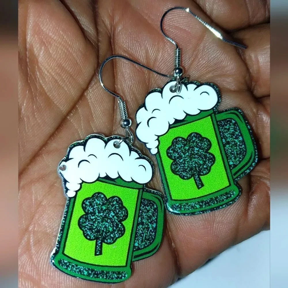 Super cute St Patrick's lucky green earrings